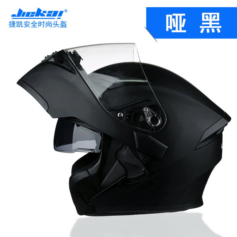 Jiekai Electric Motorcycle Helmet Dot Standard Revealed Helmet Men'S Double Lens Motorcycle Helmet Four Seasons Helmet - Image 1
